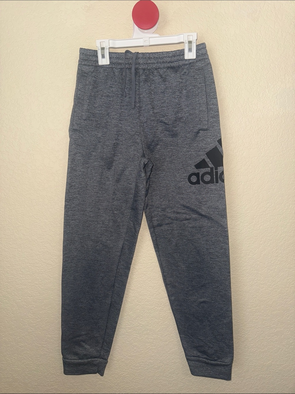 Adidas Boys Large 14/16 Gray Athletic Jogger Sweatpants Logo